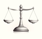 Metallic Silver Scale of Justice on white Background